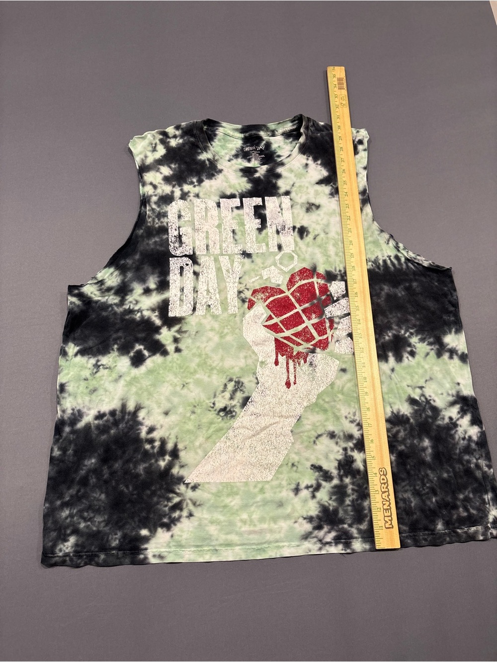 Green Day Tie-Dye Tank Top with Grenade Heart Graphic
